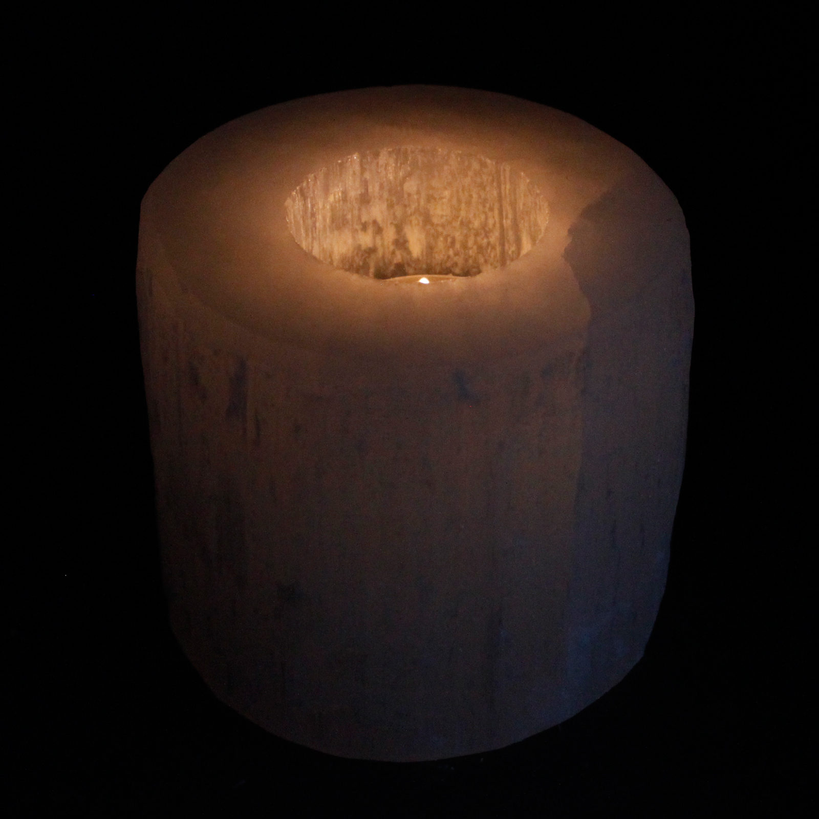 Selenite Cylinder Candle Holder - 8cm - Click Image to Close